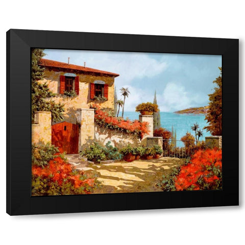 Il Giardino Rosso Black Modern Wood Framed Art Print with Double Matting by Borelli, Guido