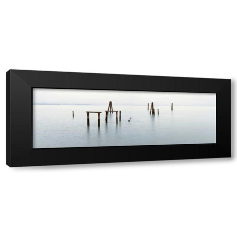 Vintage Pier in the Mist Black Modern Wood Framed Art Print by Blaustein, Alan