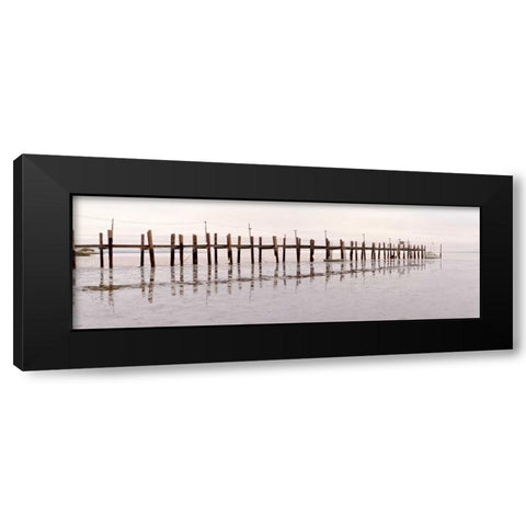 Vintage Pier at Fishing Village Black Modern Wood Framed Art Print with Double Matting by Blaustein, Alan