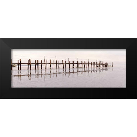 Vintage Pier at Fishing Village Black Modern Wood Framed Art Print by Blaustein, Alan