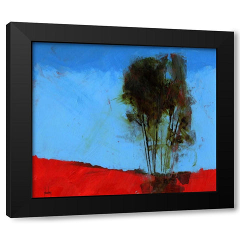 Cyan and Red Black Modern Wood Framed Art Print by Bailey, Paul