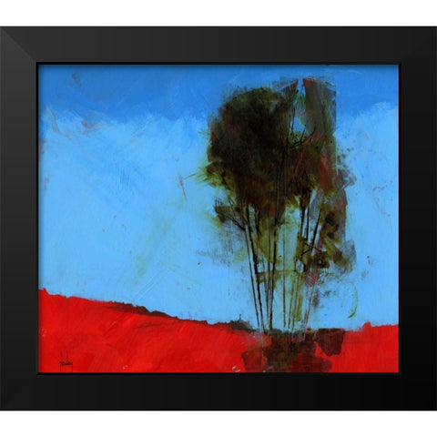 Cyan and Red Black Modern Wood Framed Art Print by Bailey, Paul