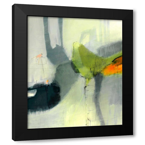 Green Bird Black Modern Wood Framed Art Print by Brix, Sidsel