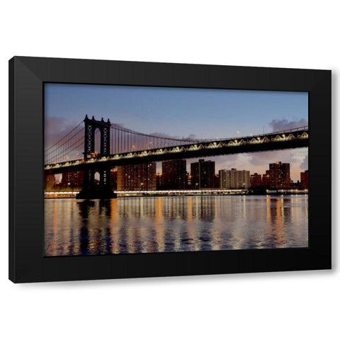 Manhattan Bridge at Dawn Black Modern Wood Framed Art Print with Double Matting by Blaustein, Alan