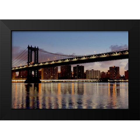 Manhattan Bridge at Dawn Black Modern Wood Framed Art Print by Blaustein, Alan