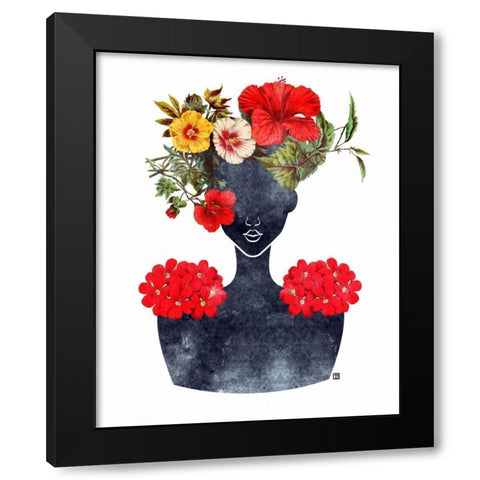 Flower Crown Silhouette I Black Modern Wood Framed Art Print with Double Matting by Brown, Tabitha