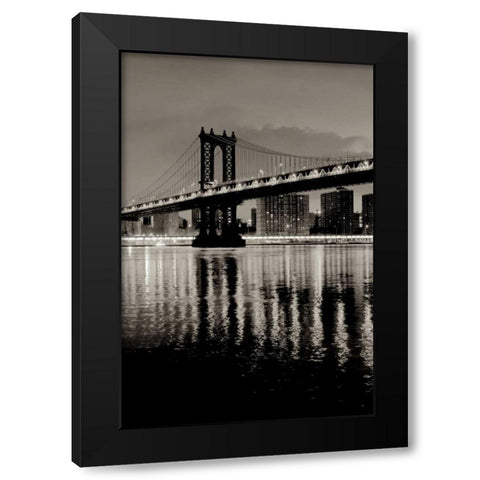 Manhattan Bridge at Night Black Modern Wood Framed Art Print with Double Matting by Blaustein, Alan