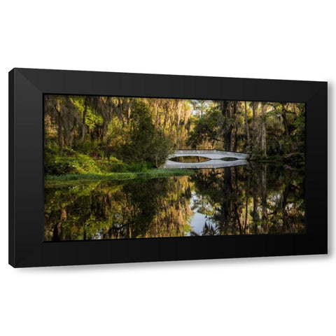 Long White Bridge Black Modern Wood Framed Art Print with Double Matting by Burt, Daniel
