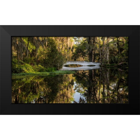 Long White Bridge Black Modern Wood Framed Art Print by Burt, Daniel