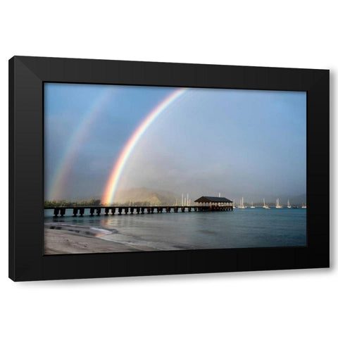 Rainbows at Hanalei Black Modern Wood Framed Art Print with Double Matting by Burt, Daniel