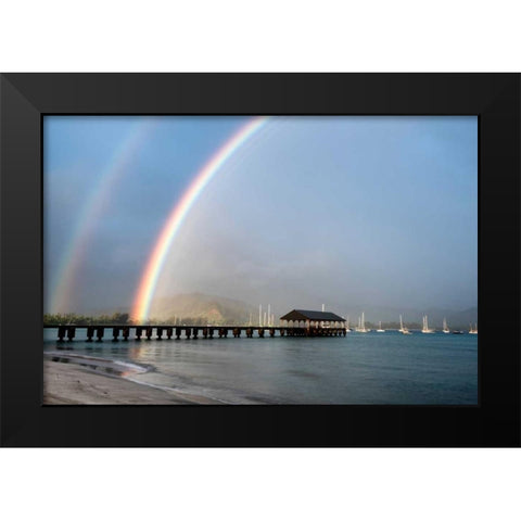 Rainbows at Hanalei Black Modern Wood Framed Art Print by Burt, Daniel