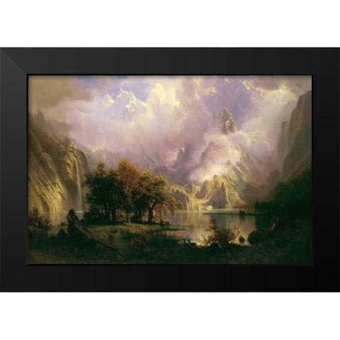 Rocky Mountain Landscape Black Modern Wood Framed Art Print by Bierstadt, Albert