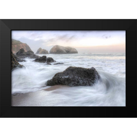 Crescent Beach Waves 2 Black Modern Wood Framed Art Print by Blaustein, Alan