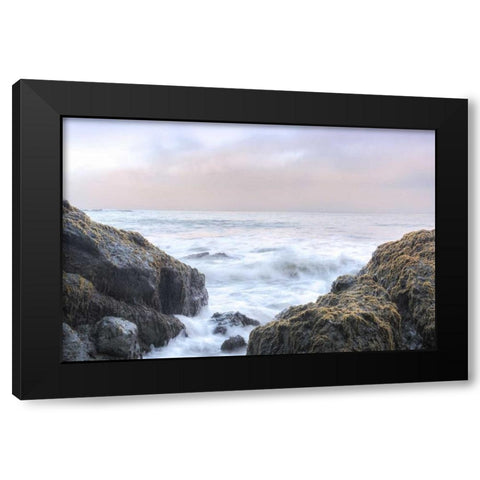 Crescent Beach Waves 3 Black Modern Wood Framed Art Print with Double Matting by Blaustein, Alan