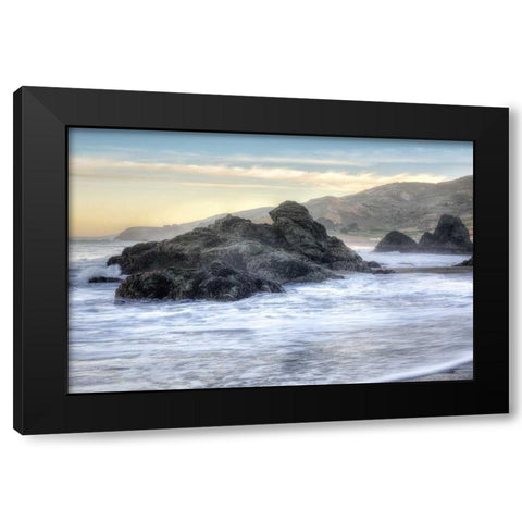 Crescent Beach Waves 4 Black Modern Wood Framed Art Print by Blaustein, Alan