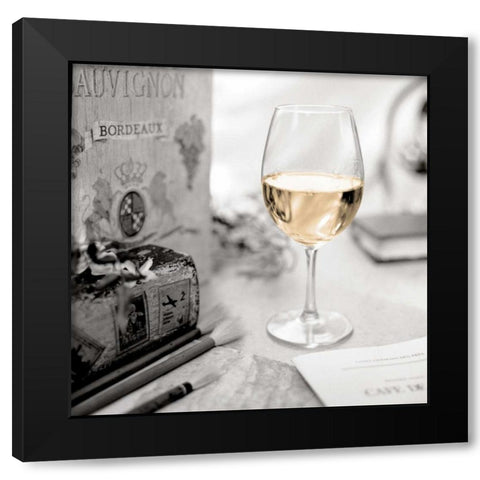 Vin Blanc Black Modern Wood Framed Art Print by Blaustein, Alan