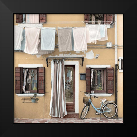 Venetian Bicicletta-1 Black Modern Wood Framed Art Print by Blaustein, Alan