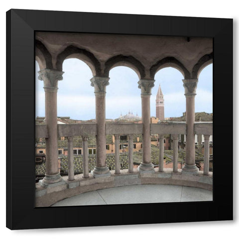 Arches with Campanile Vista Black Modern Wood Framed Art Print with Double Matting by Blaustein, Alan