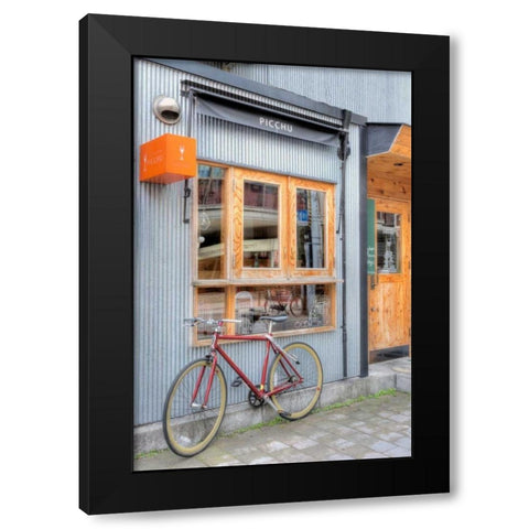 Red Bicycle, Japan Black Modern Wood Framed Art Print by Blaustein, Alan