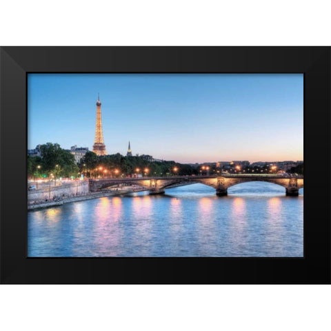 Twilight on the Seine Black Modern Wood Framed Art Print by Blaustein, Alan