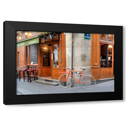 Orange Bicycle, Paris Black Modern Wood Framed Art Print with Double Matting by Blaustein, Alan