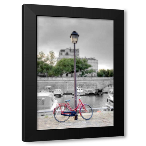 Bicycle St Martin Canal #1 Black Modern Wood Framed Art Print by Blaustein, Alan