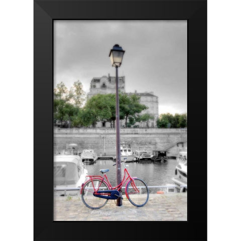 Bicycle St Martin Canal #1 Black Modern Wood Framed Art Print by Blaustein, Alan