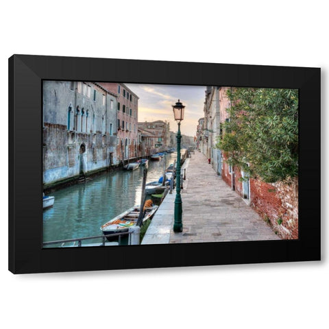 Venetian Passeggiata Black Modern Wood Framed Art Print by Blaustein, Alan