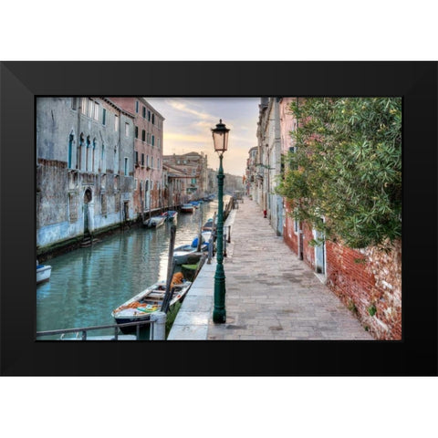 Venetian Passeggiata Black Modern Wood Framed Art Print by Blaustein, Alan