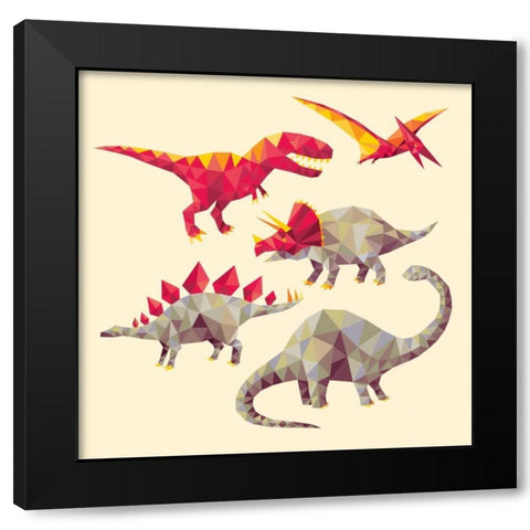 Geo Saurs Black Modern Wood Framed Art Print by Buxton, Michael