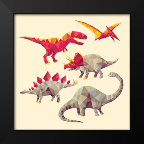 Geo Saurs Black Modern Wood Framed Art Print by Buxton, Michael