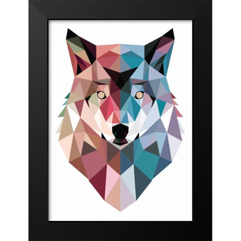 Geo Wolf Black Modern Wood Framed Art Print by Buxton, Michael