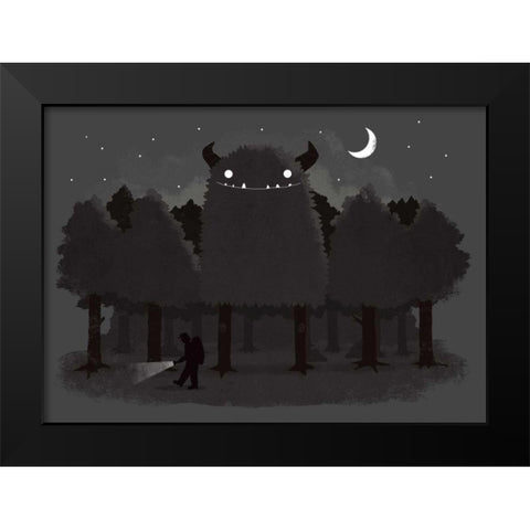Monster Hunting Black Modern Wood Framed Art Print by Buxton, Michael