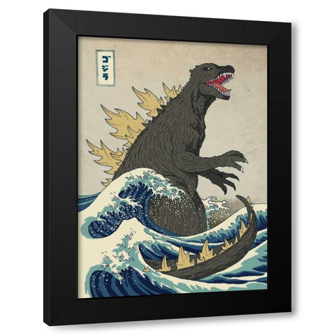 The Great Monster off Kanagawa Black Modern Wood Framed Art Print with Double Matting by Buxton, Michael