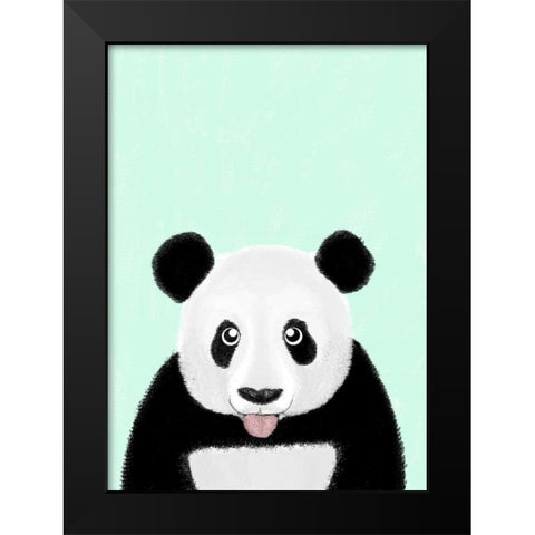 Cute Panda Black Modern Wood Framed Art Print by Barruf
