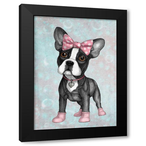 Sweet Frenchie Black Modern Wood Framed Art Print with Double Matting by Barruf