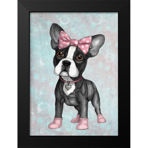 Sweet Frenchie Black Modern Wood Framed Art Print by Barruf