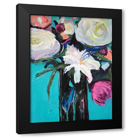 White Lily Black Modern Wood Framed Art Print with Double Matting by Brewer, Jacqueline