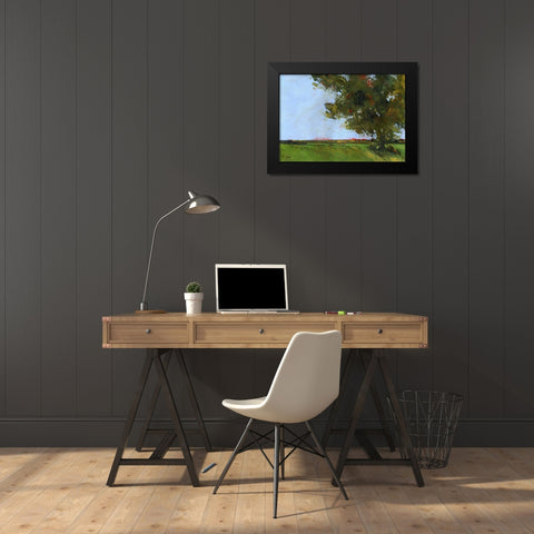 Autumn Oak and Empty Fields Black Modern Wood Framed Art Print by Bailey, Paul