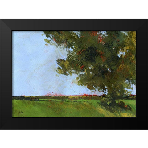 Autumn Oak and Empty Fields Black Modern Wood Framed Art Print by Bailey, Paul