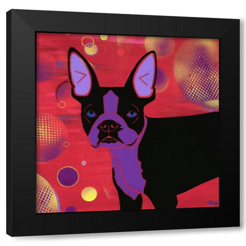 Bubbly Boston Black Modern Wood Framed Art Print by Bond, Angela