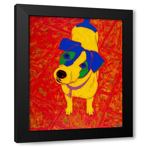 Feisty Jack Russell Black Modern Wood Framed Art Print by Bond, Angela