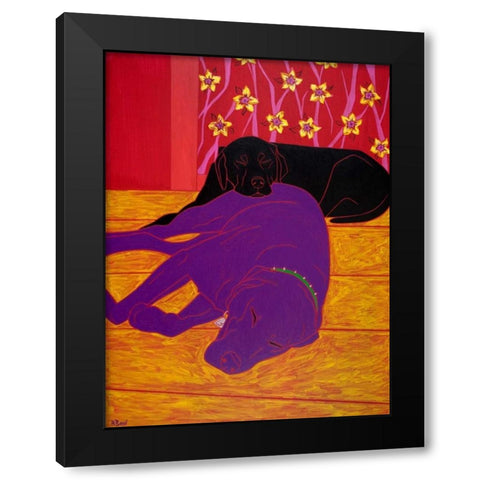 Let Sleeping Dogs Lie Black Modern Wood Framed Art Print with Double Matting by Bond, Angela