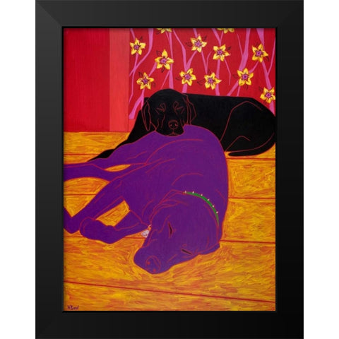 Let Sleeping Dogs Lie Black Modern Wood Framed Art Print by Bond, Angela