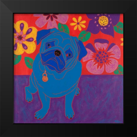 Perspicacious Pug Black Modern Wood Framed Art Print by Bond, Angela