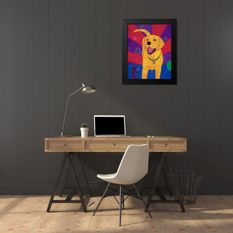 Yellow Happiness Black Modern Wood Framed Art Print by Bond, Angela