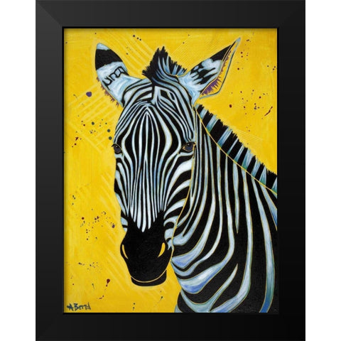 Zebra Black Modern Wood Framed Art Print by Bond, Angela