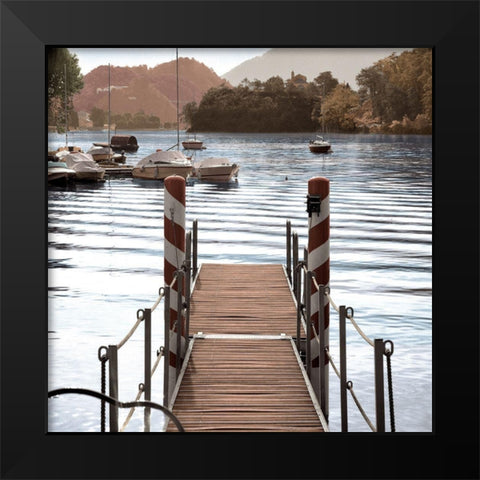 Island Harbor Pier Black Modern Wood Framed Art Print by Blaustein, Alan