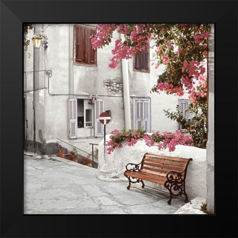 Mediterranean Bench Black Modern Wood Framed Art Print by Blaustein, Alan