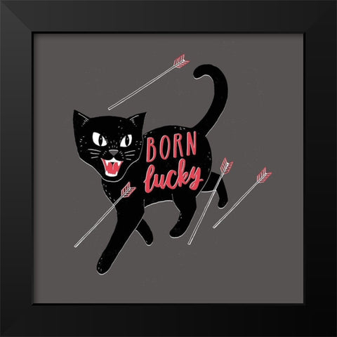 Born Lucky Black Modern Wood Framed Art Print by Buxton, Michael